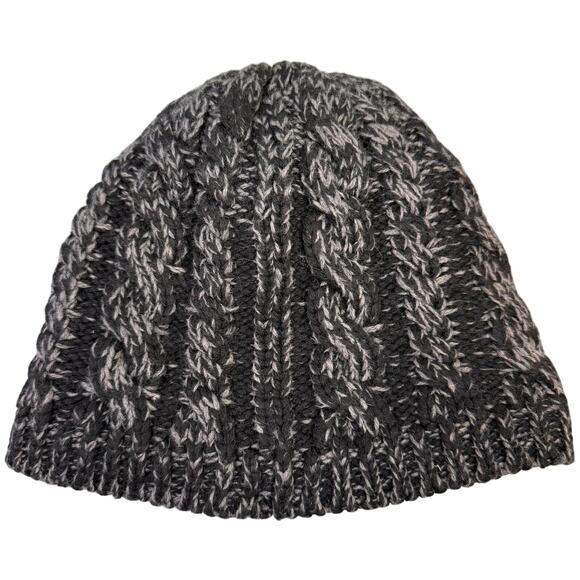 The North Face Knit Beanie Winter Hat Black White Grey Lined Ski Hat Chunky - Picture 3 of 7